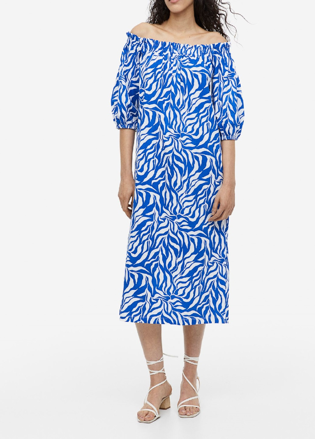 Синее кэжуал платье H&M с рисунком