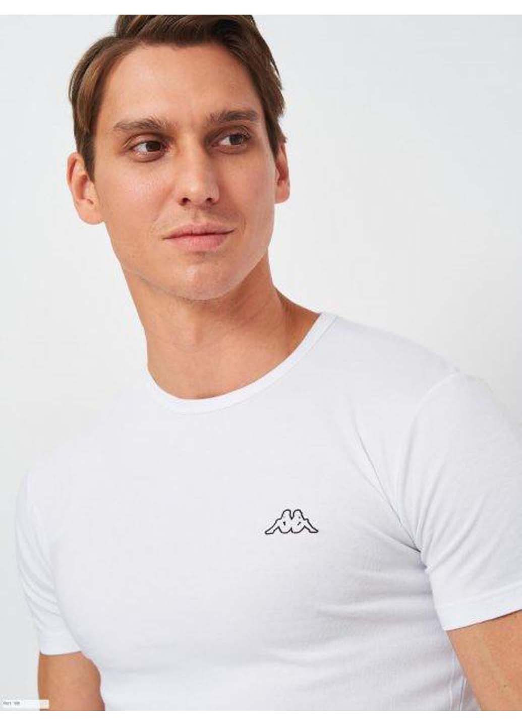 Белая футболка t-shirt mezza manica girocollo Kappa