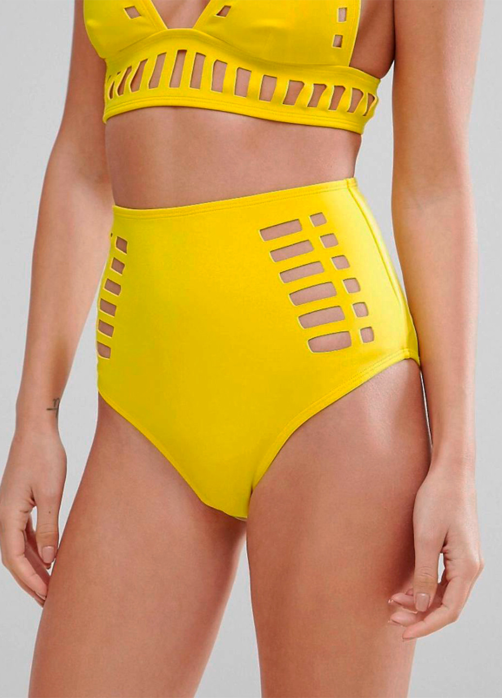 Желтые женские желтые высокие плавки однотонные Asos