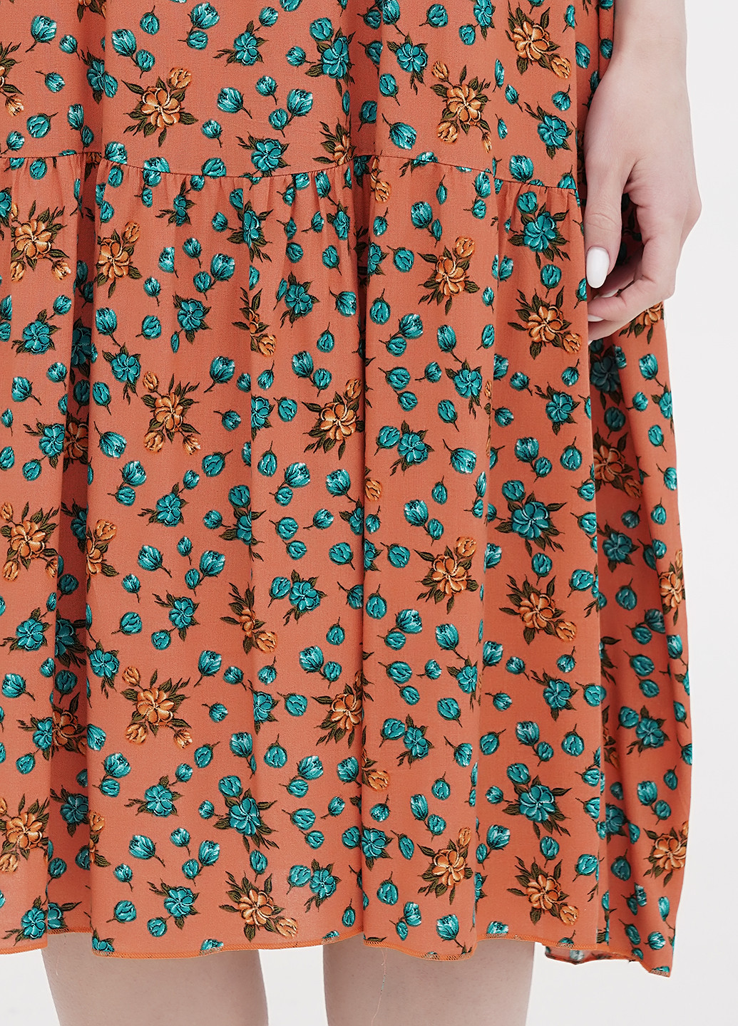 Оранжевое повседневный платье оверсайз Saimeiqi с цветочным принтом