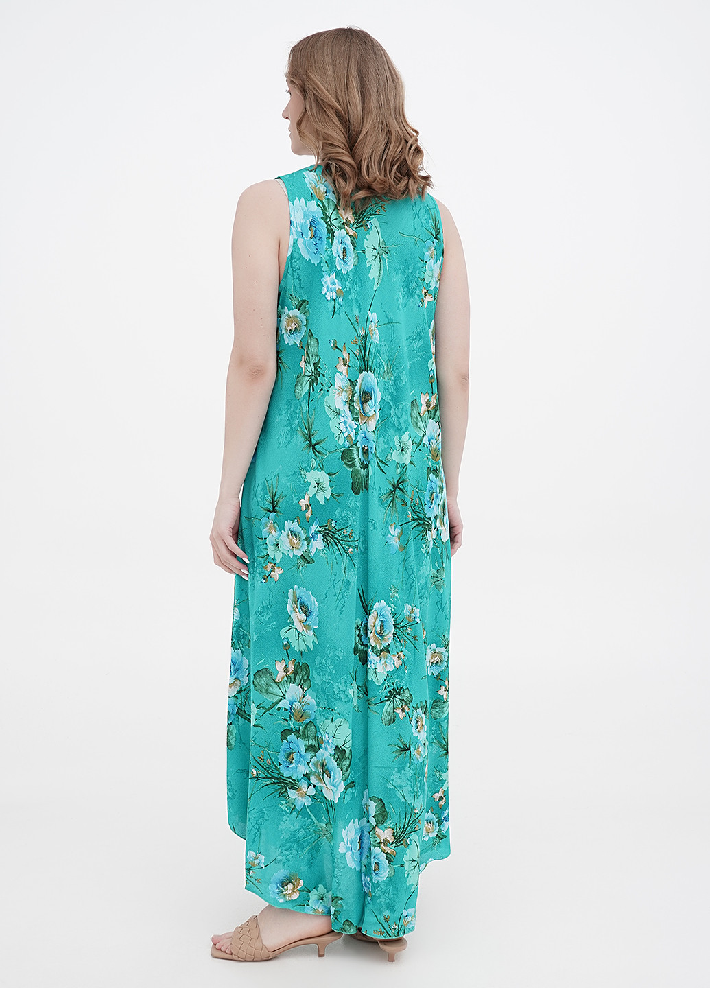 Зелена повсякденний сарафан оверсайз Saimeiqi з квітковим принтом