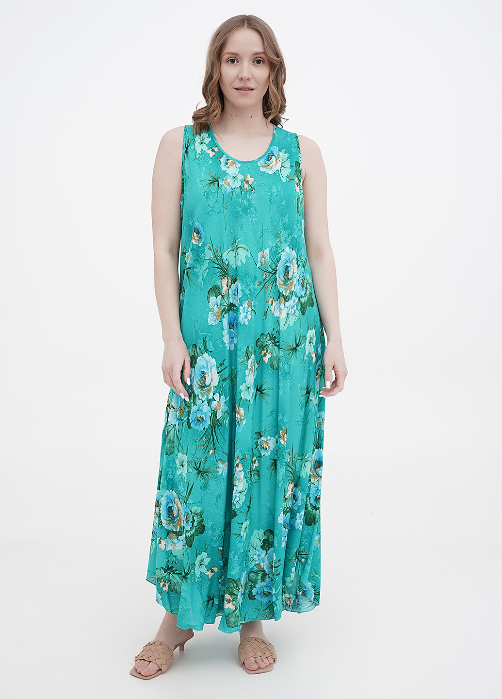 Зелена повсякденний сарафан оверсайз Saimeiqi з квітковим принтом