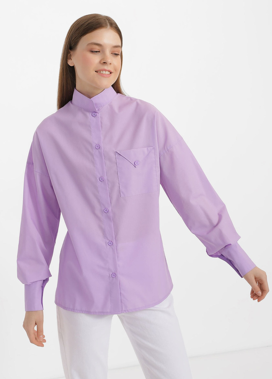 Фиолетовая кэжуал рубашка однотонная Garne
