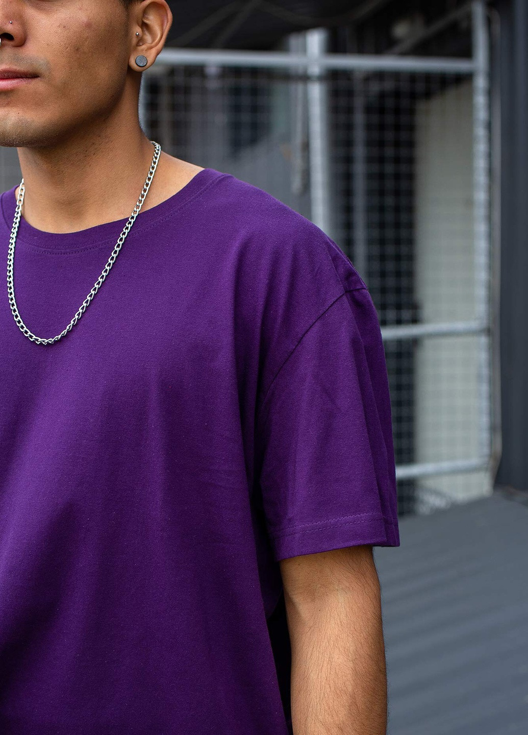 Фиолетовая оверсайз футболка great с длинным рукавом Without