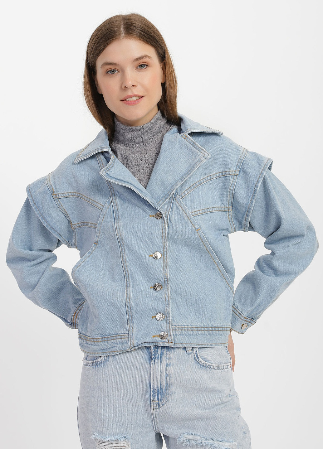 Синя літня джинсова куртка жіночі Denim