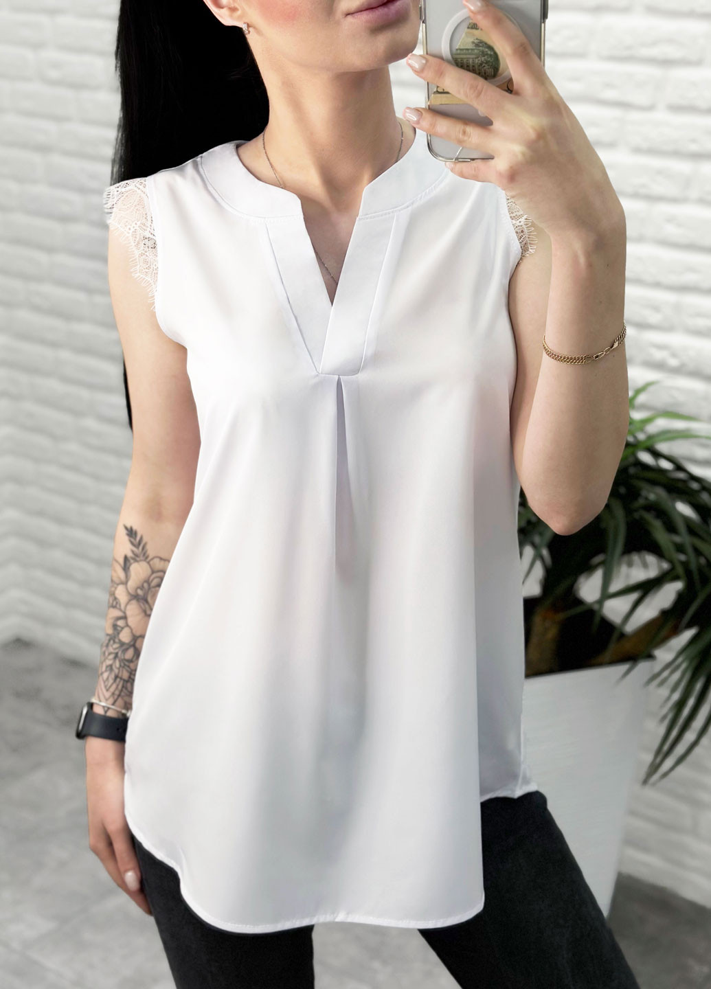 Белая летняя блузка с кружевом Fashion Girl Diana
