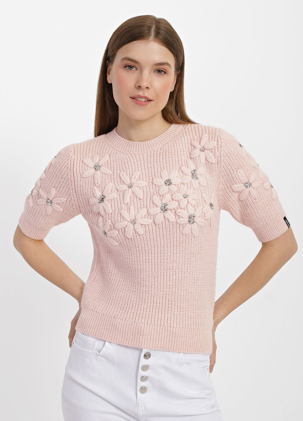 Розовый демисезонный свитер женский Garne