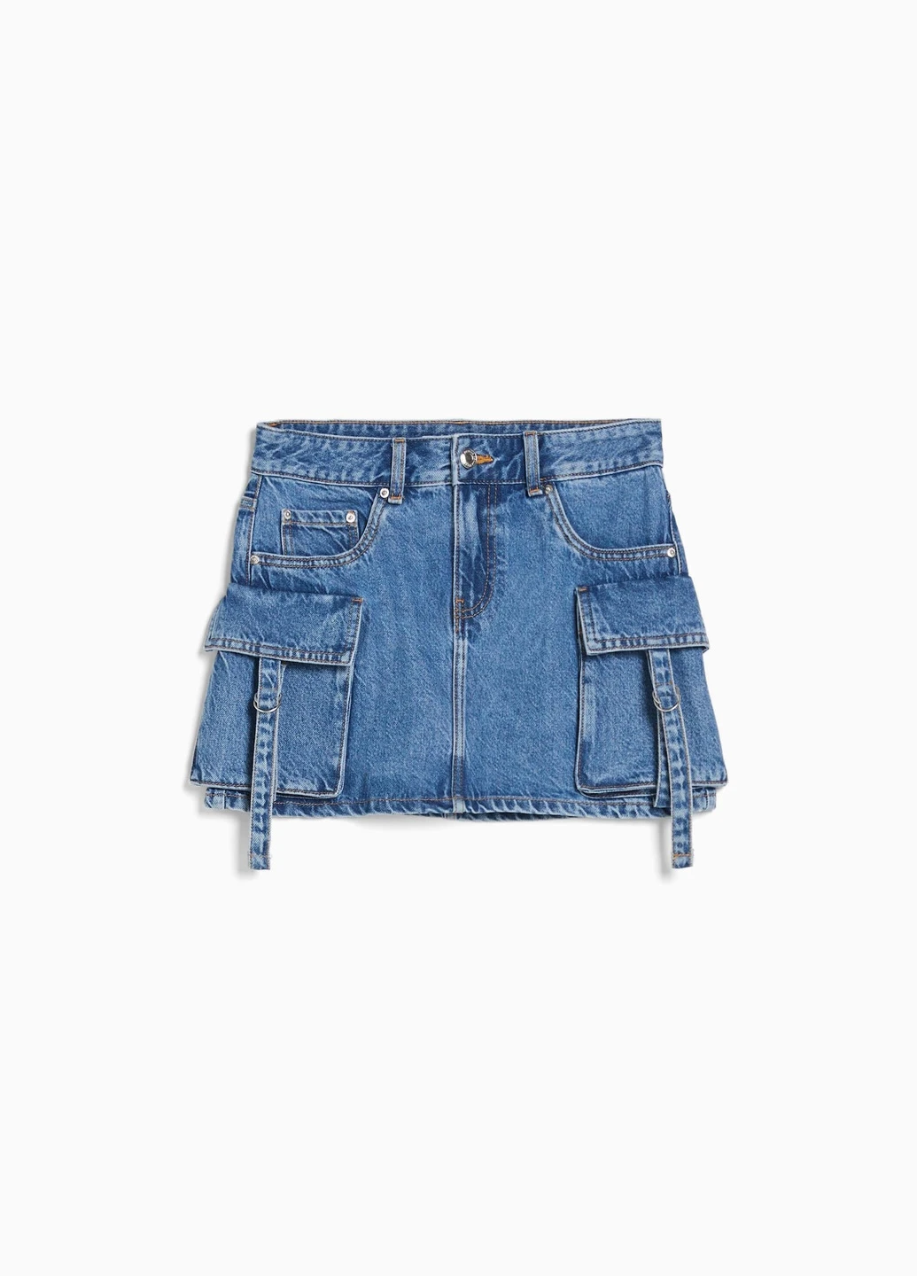 Синяя повседневная однотонная юбка Bershka