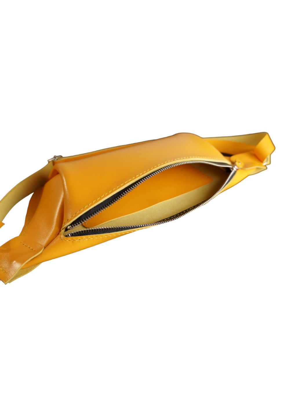 Сумка бананка женская кожаная ручной работы глянец XL Желтый (FL-08) No Brand (258756488)