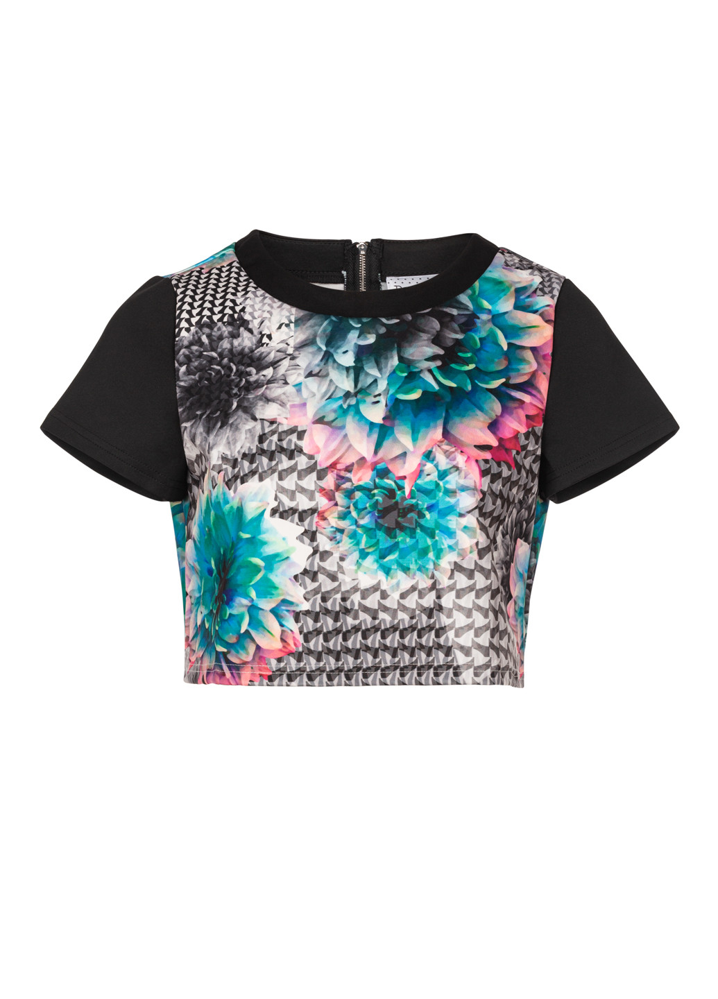 Чёрная женский укороченный черный топ Paper Dolls