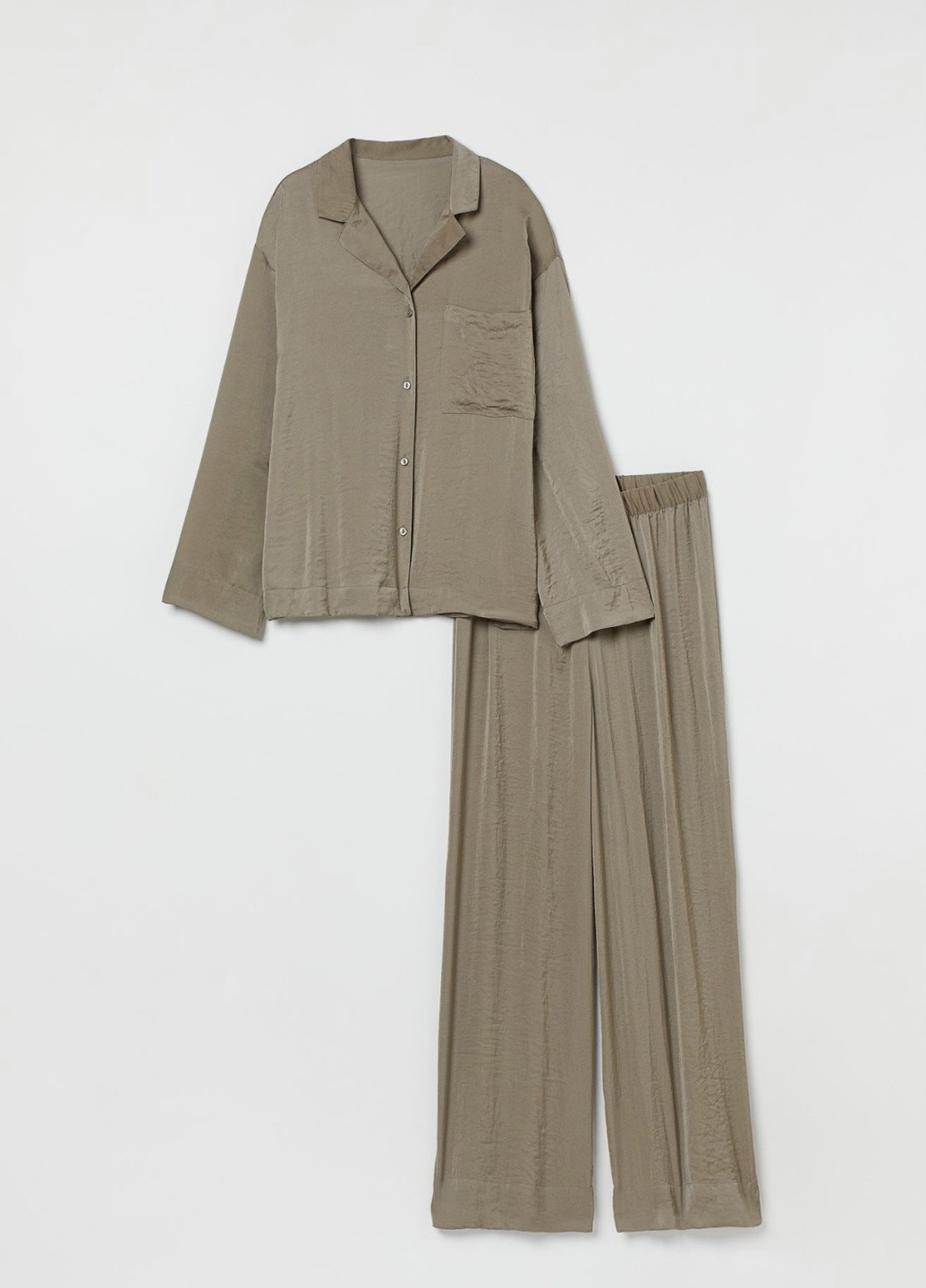 Оливковая (хаки) всесезон комплект премиум качества рубашка + брюки H&M Oversize set