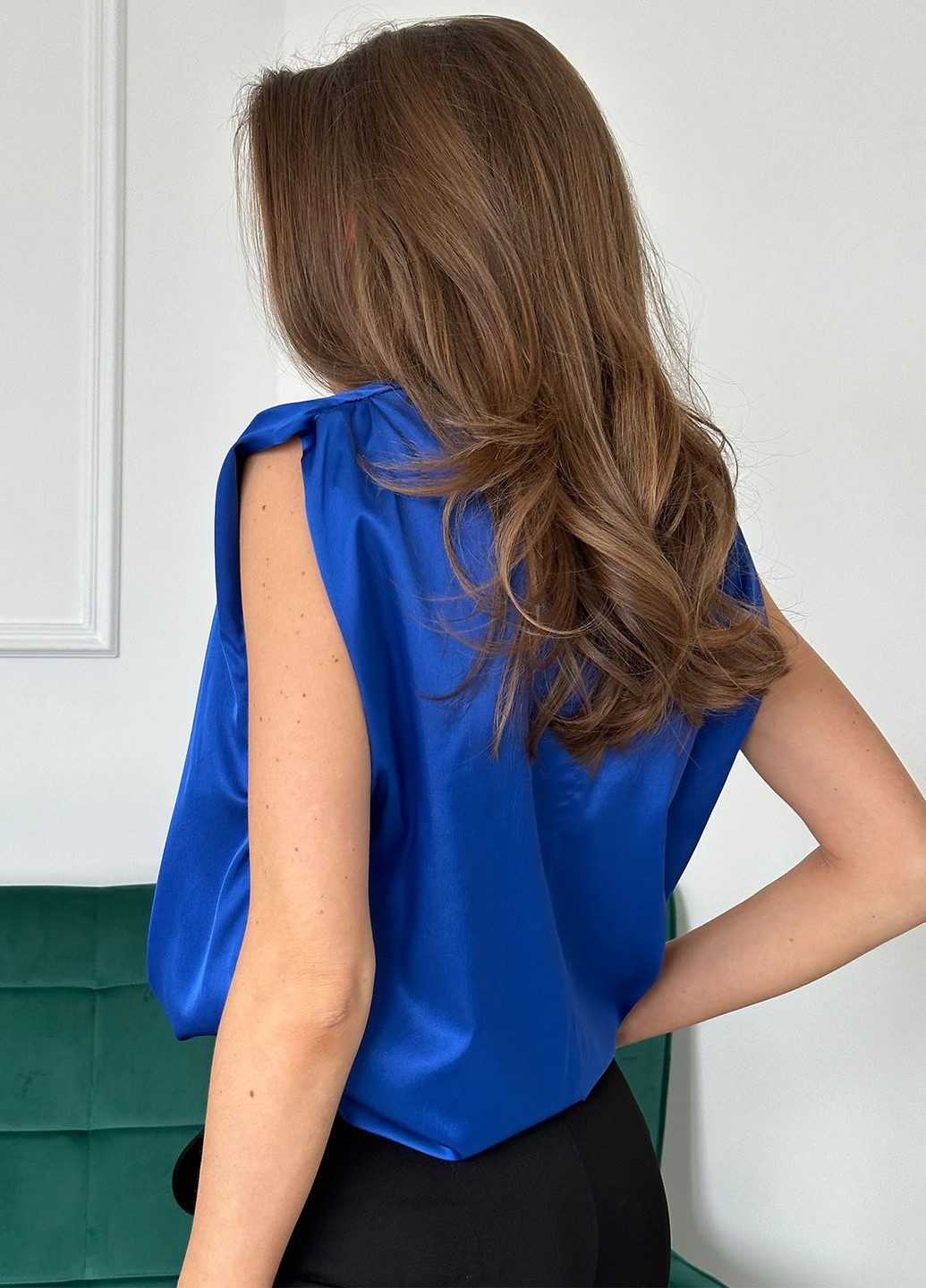 Синяя демисезонная блуза женская ISSA PLUS 13715