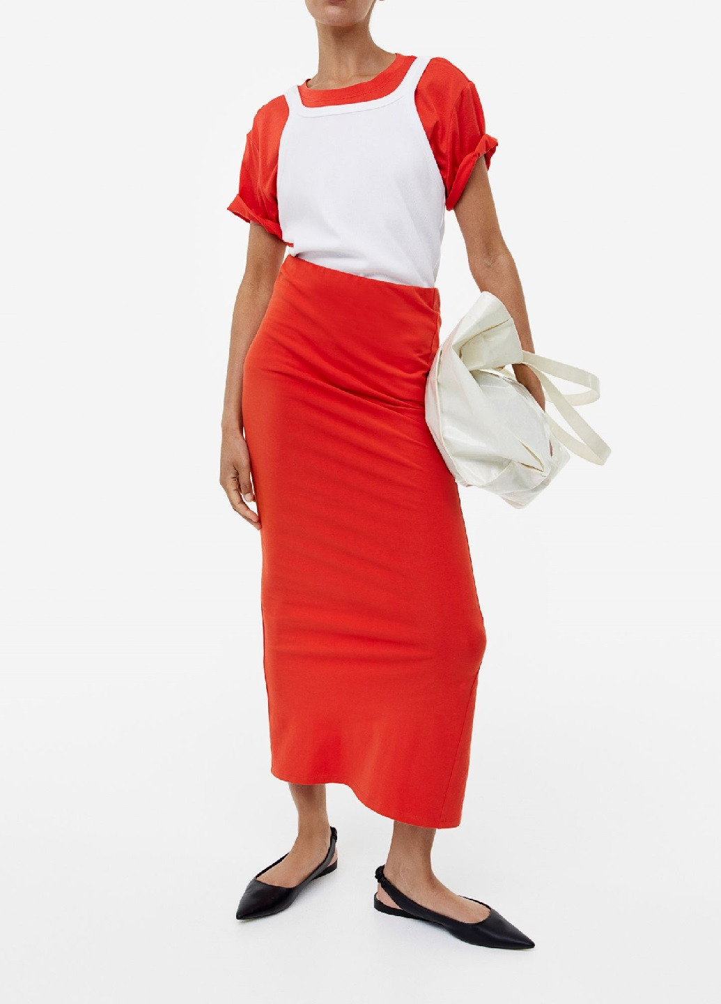 Красная кэжуал однотонная юбка H&M