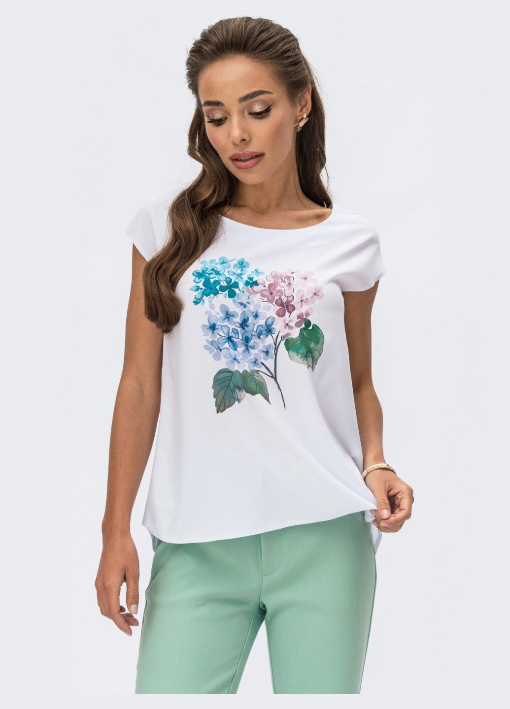 Белая белая блузка без рукавов с цветочным принтом Dressa