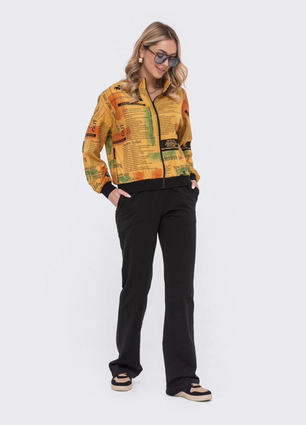 спортивный костюм с желтой принтованной кофтой Dressa (258794092)