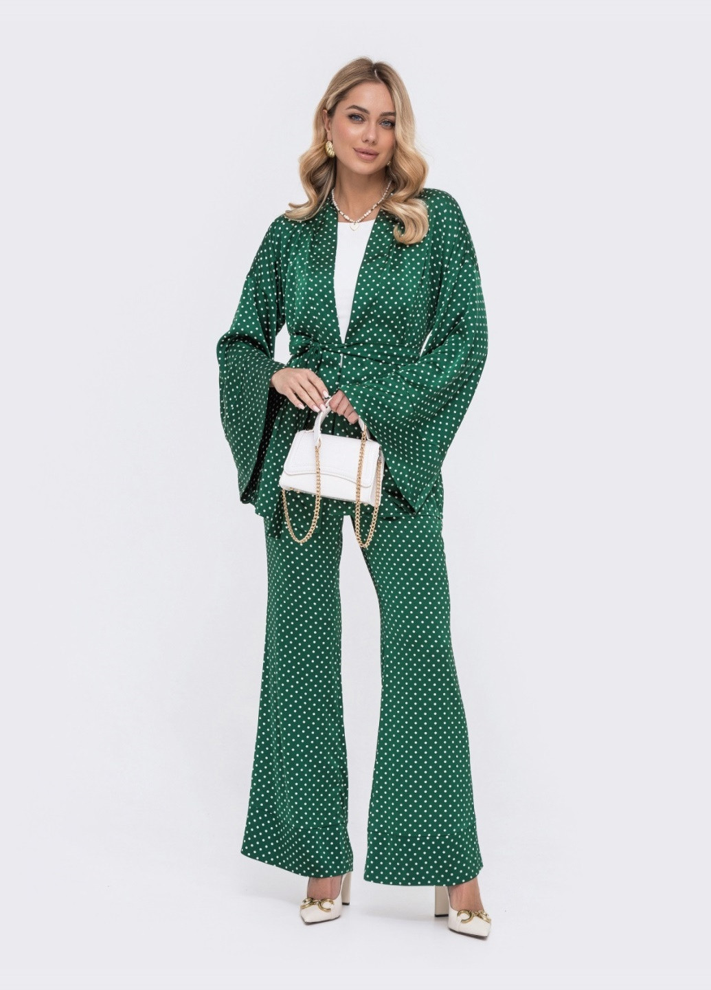 принтованный костюм с кимоно зеленый Dressa (258794110)
