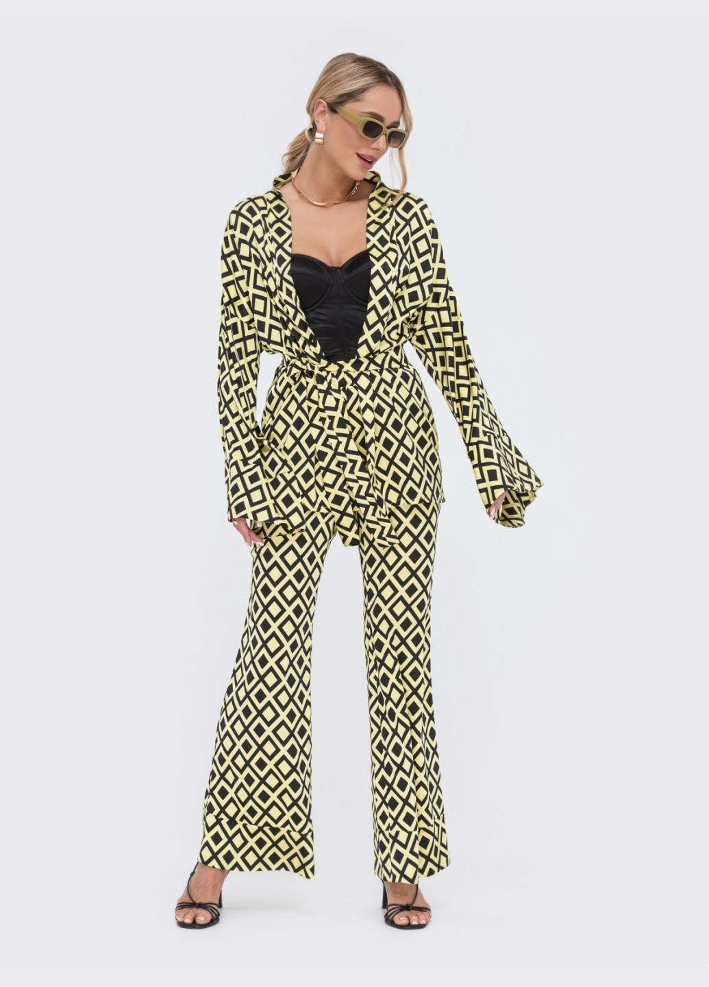 принтований костюм з кімоно жовтий Dressa (258794111)