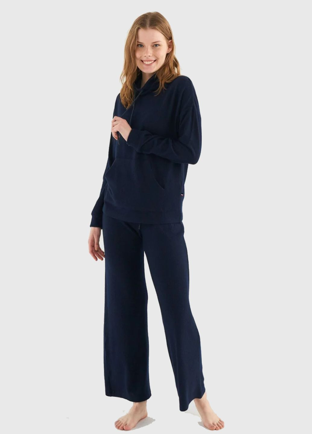 Темно-синяя всесезон піжама жіноча набір (худі та штани)/ / / grey melange / s кофта + брюки US.POLO.ASSN. 16818