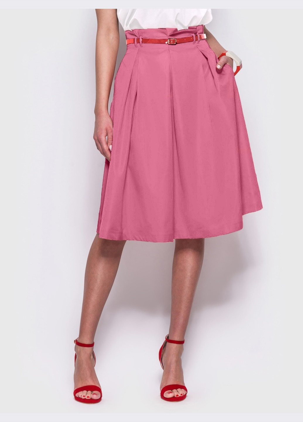 рожева розкльошена спідниця з кишенями з боків Dressa (258818754)