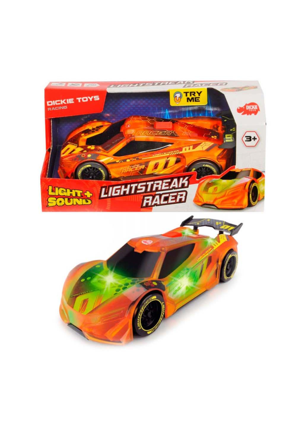 Игрушечная машинка меняющая цвет Сполохи света Racer 20 см Dickie toys (258843000)