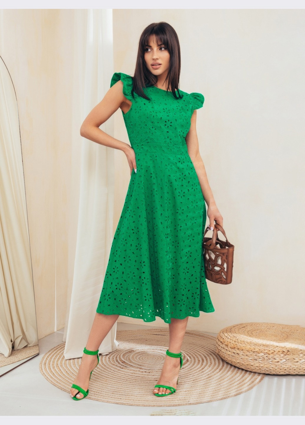 Зелена розкльошене плаття з прошви з відкритою спиною зелене Dressa