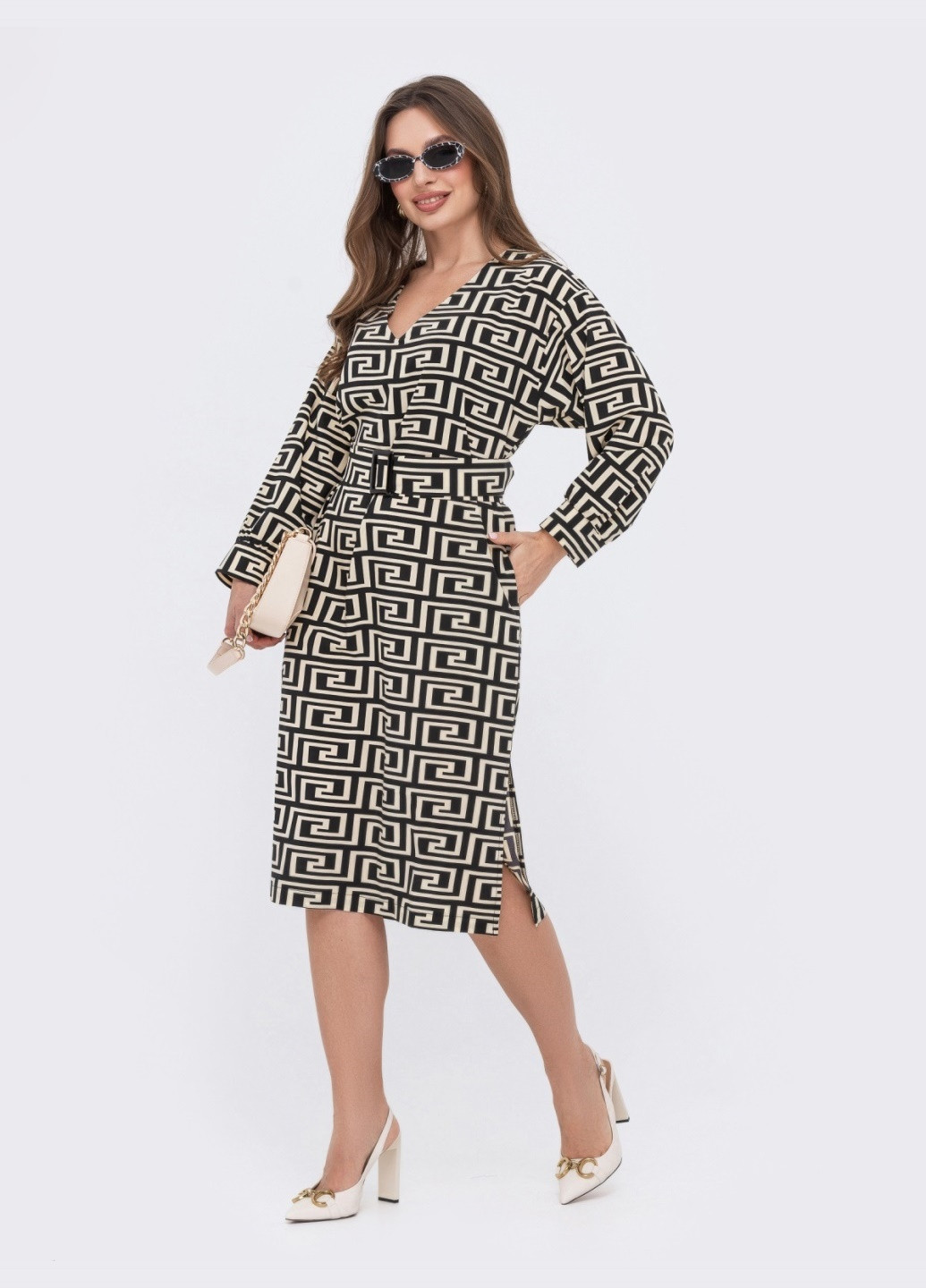 Черное платье из софта черное с принтом Dressa