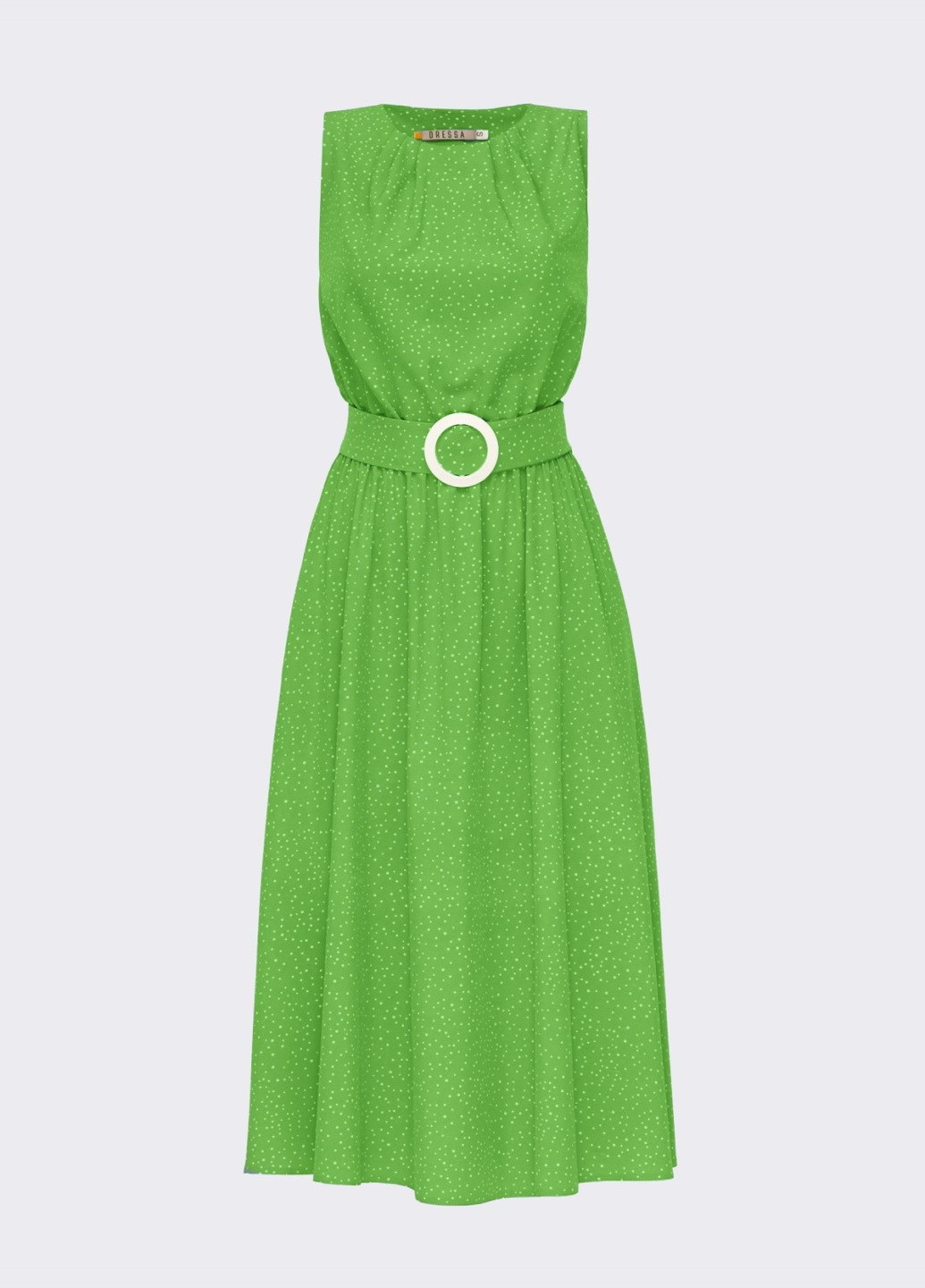 Зелена кежуал розкльошена кежуал сукня в горох з напуском по талії зелена кльош Dressa в горошок