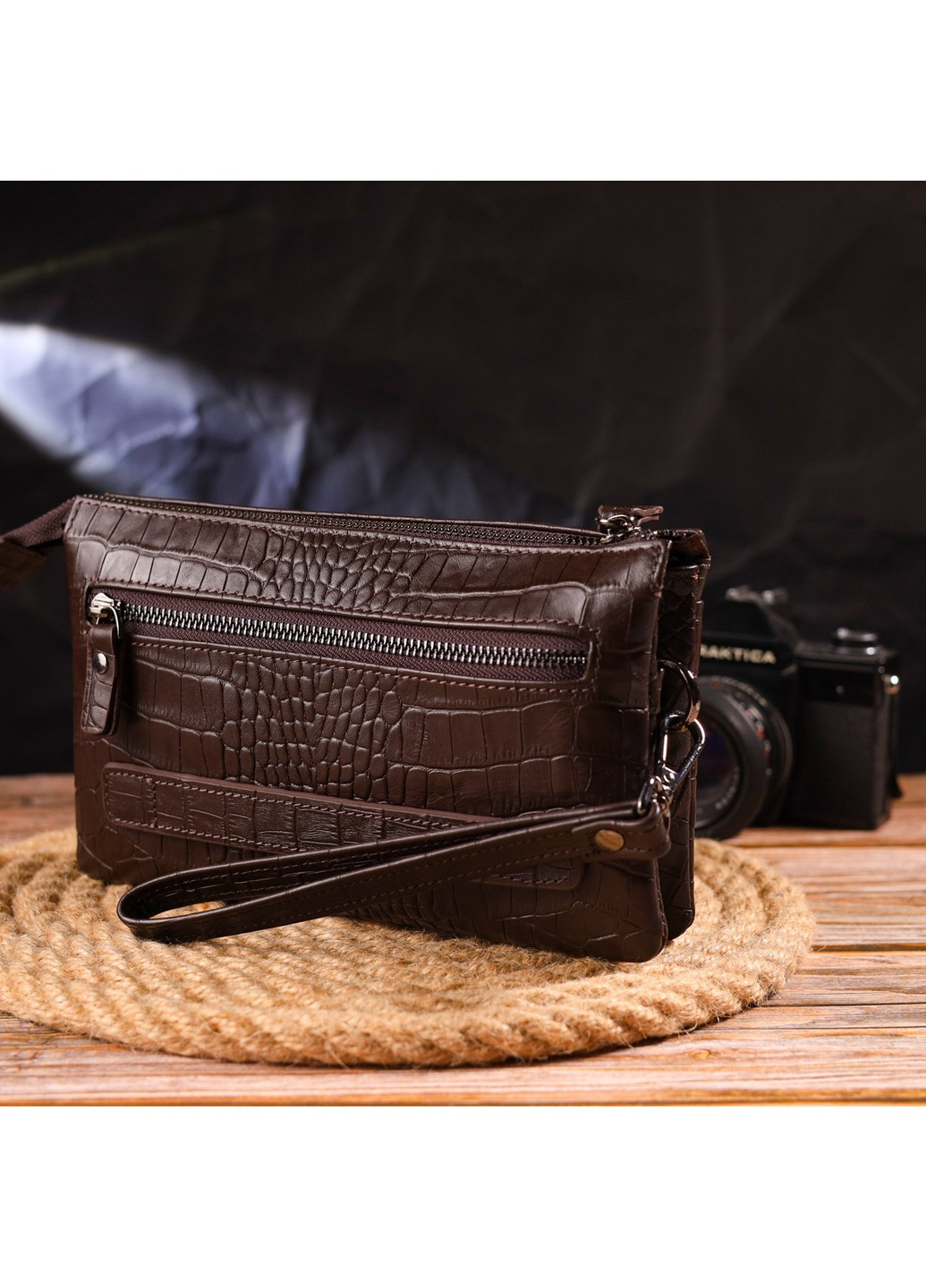 Мужской кожаный клатч 22,5х14х4 см Canpellini (258844863)