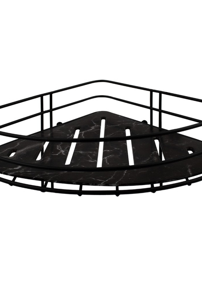 Полка для ванної кімнати кутова, сталева,2 способи кріплення, чорний мармур Arino (258854296)