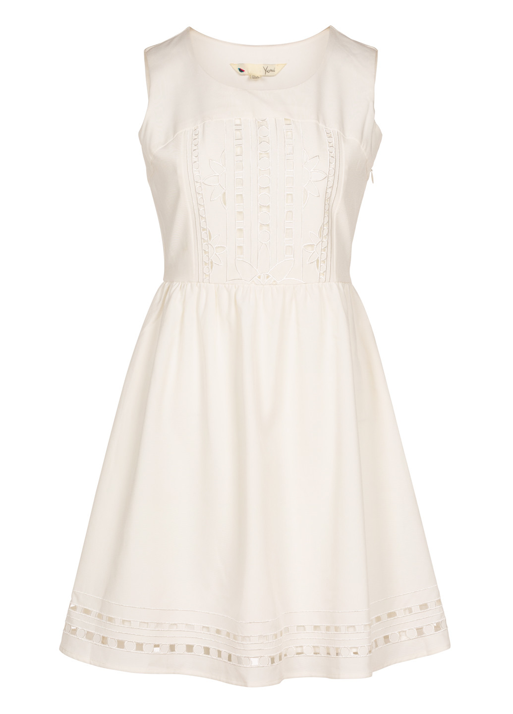 Белое повседневный женское мини платье бэби долл, с пышной юбкой Yumi однотонное