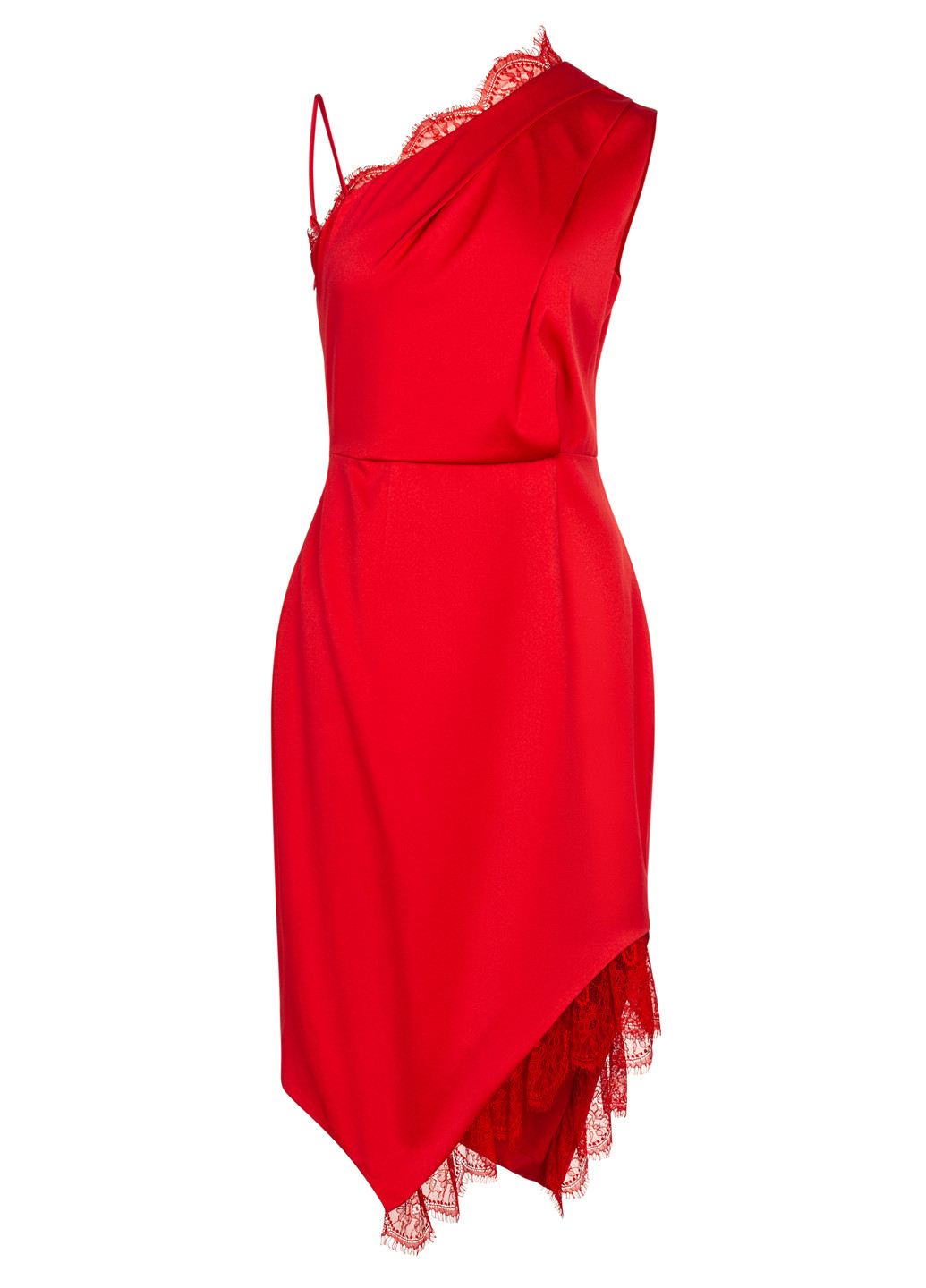Червона вечірня жіноча асиметрична сукня на одне плече Elliatt однотонна