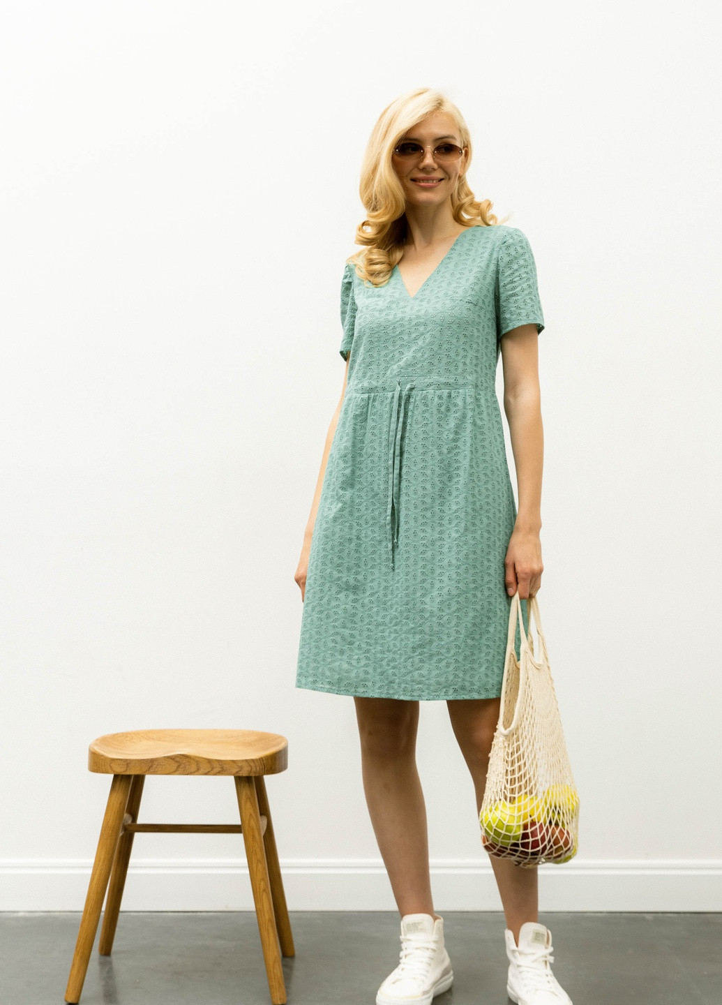 Зеленое повседневный платье ST-Seventeen однотонное