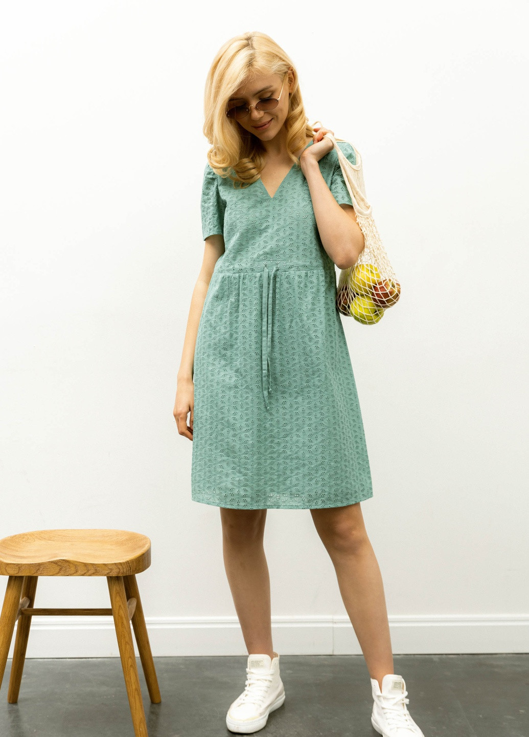 Зеленое повседневный платье ST-Seventeen однотонное