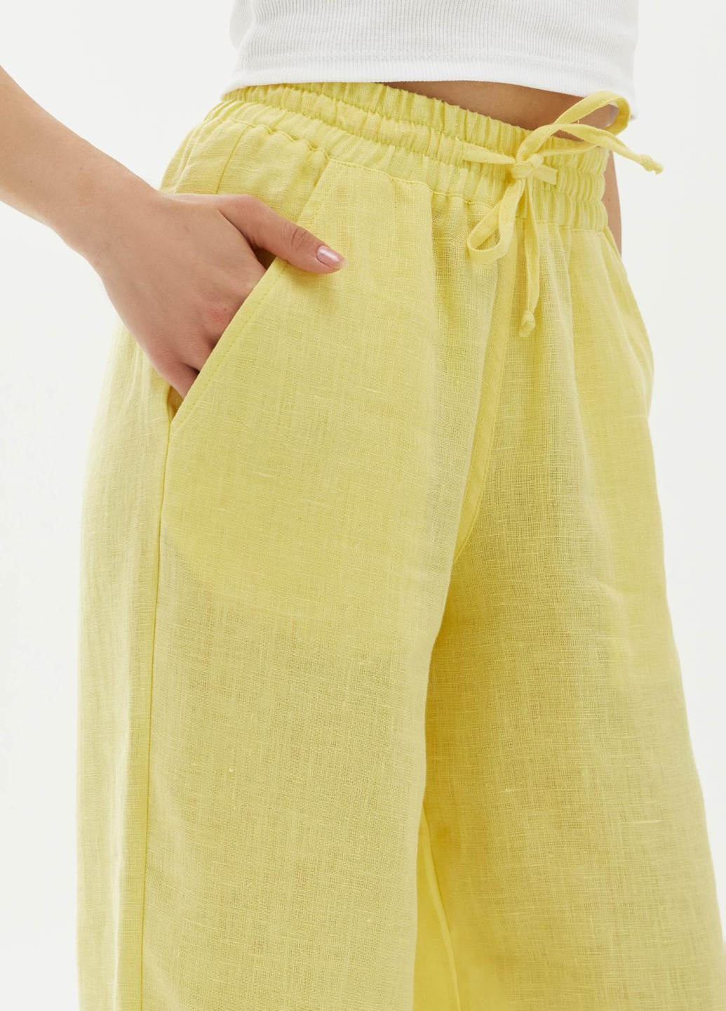 Желтые кэжуал демисезонные прямые брюки Feel and Fly