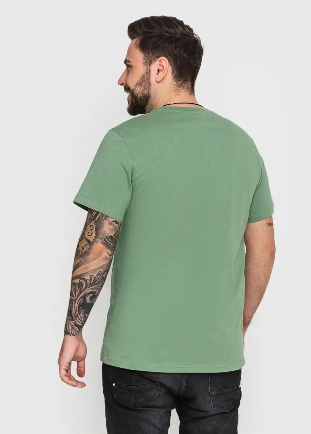 Оливковая футболка для мужчин с коротким рукавом Роза