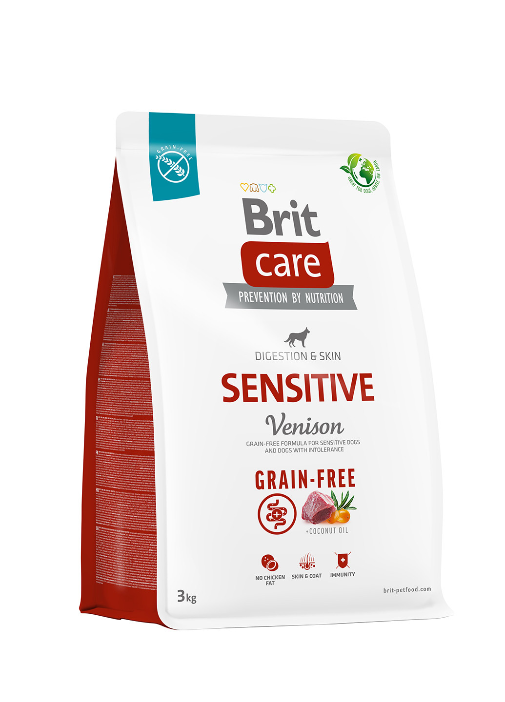 Корм для собак с чувствительным пищеварением Dog Grain-free Sensitive беззерновой с олениной, 3 кг Brit Care (258959189)