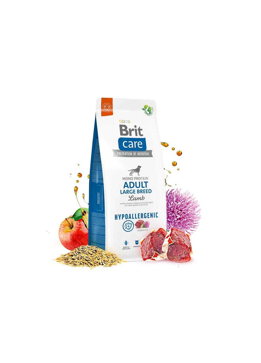 Корм для собак великих порід Dog Hypoallergenic Adult Large Breed гіпоалергенний з ягням, 3 кг Brit Care (258959190)