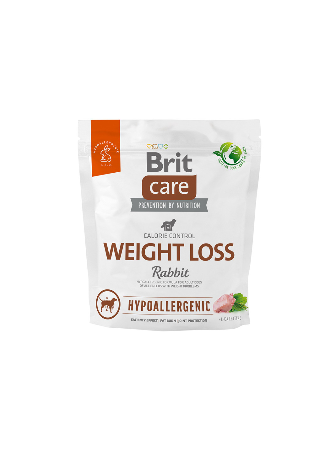 Корм для собак с лишним весом Dog Hypoallergenic Weight Loss гипоаллергенный с кроликом, 1 кг Brit Care (258959166)