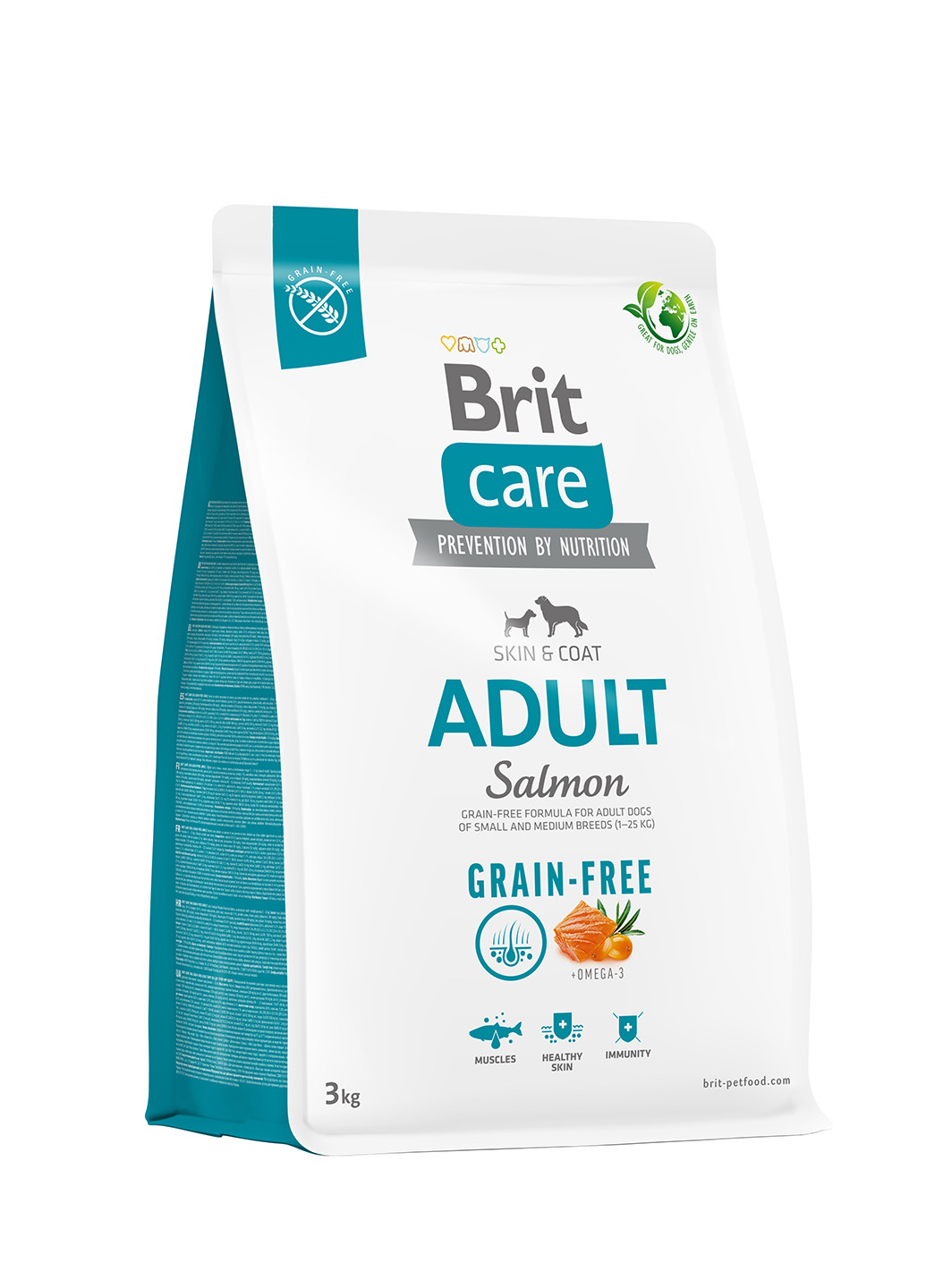 Корм для собак маленьких и средних пород Dog Grain-free Adult беззерновой с лососем, 3 кг Brit Care (258959184)