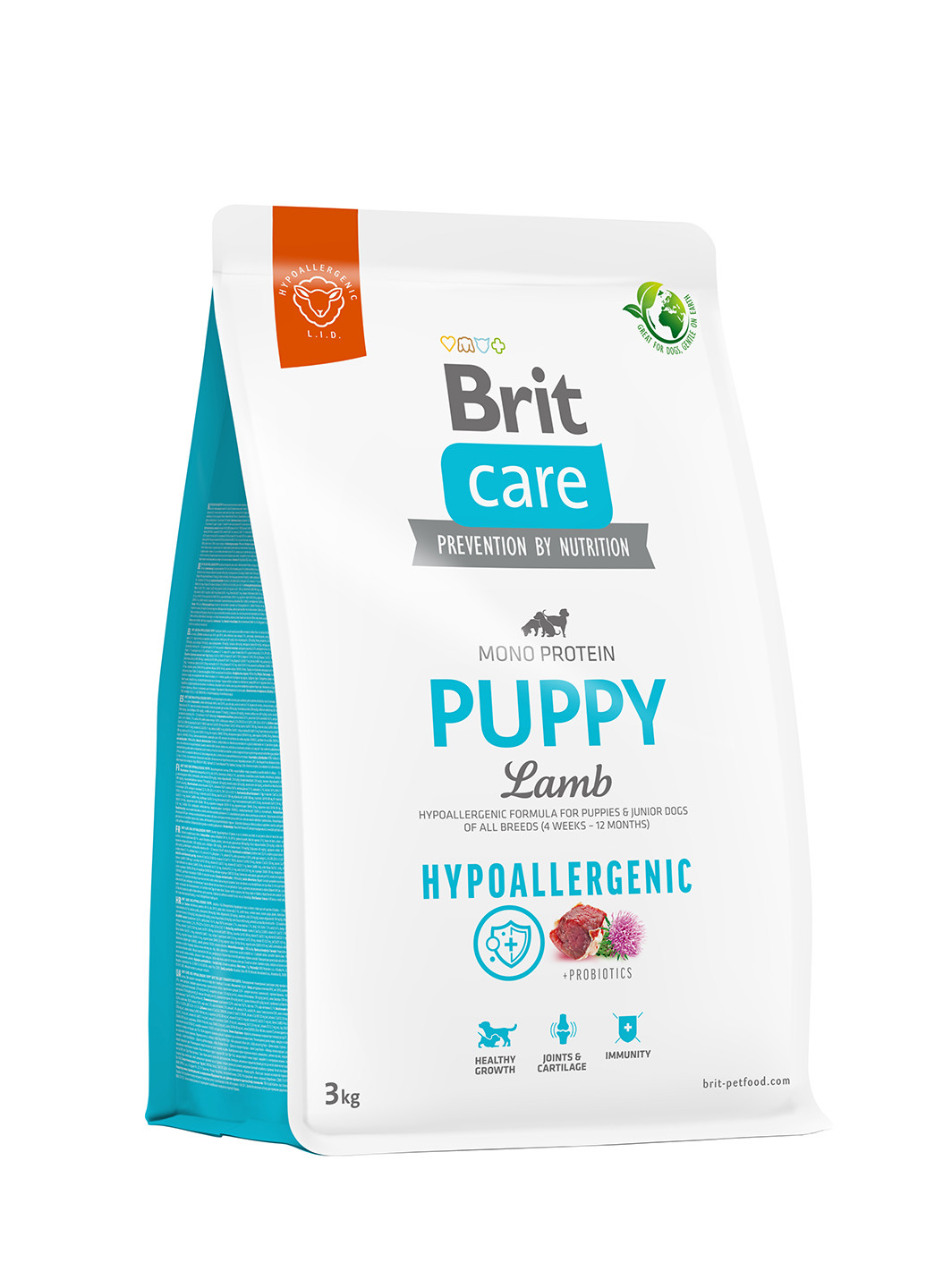 Корм для цуценят Dog Hypoallergenic Puppy гіпоалергенний з ягням, 3 кг Brit Care (258959182)
