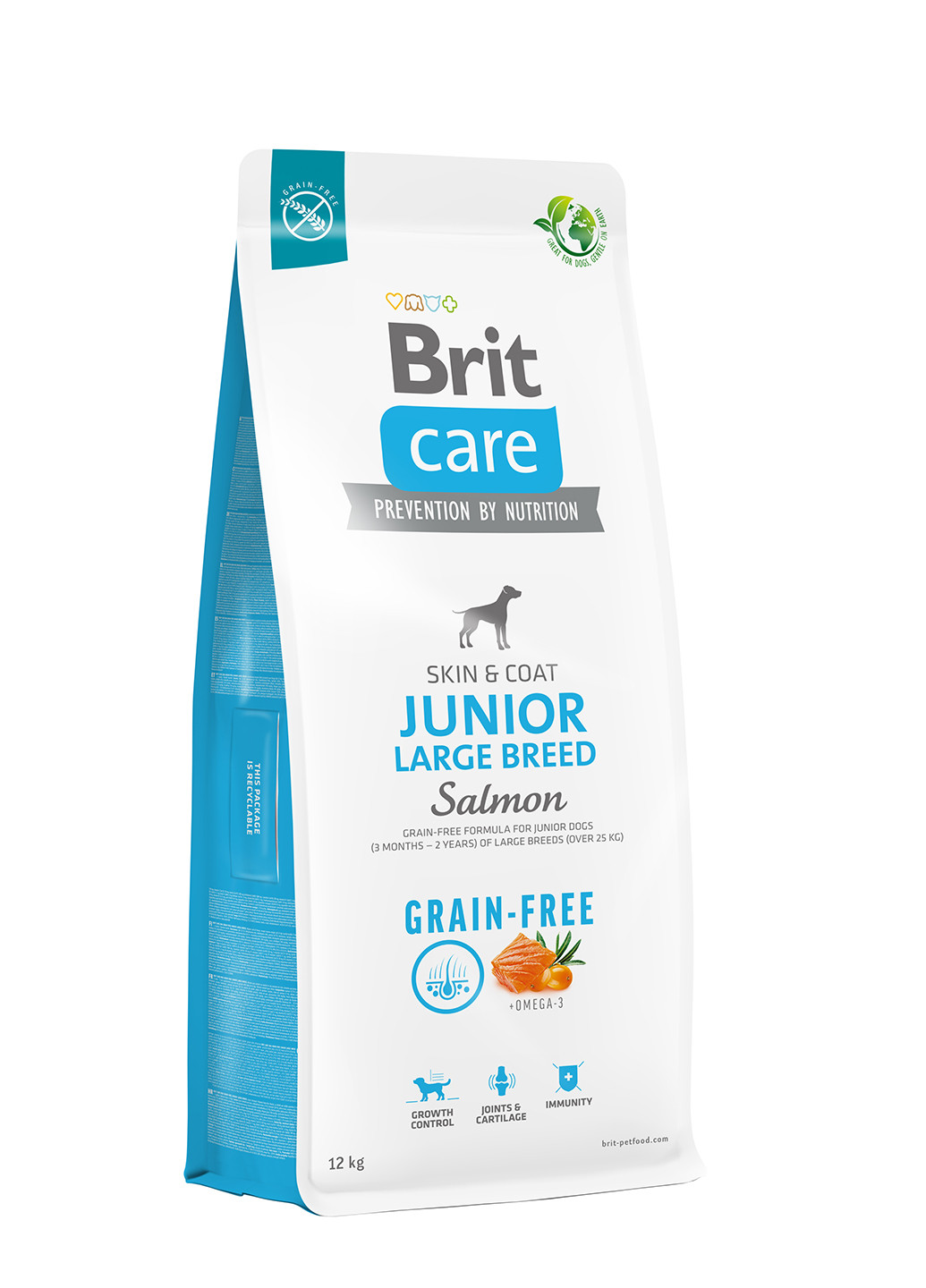 Корм для молодых собак больших пород Dog Grain-free Junior Large Breed беззерновой с лососем, 12 кг Brit Care (258959195)