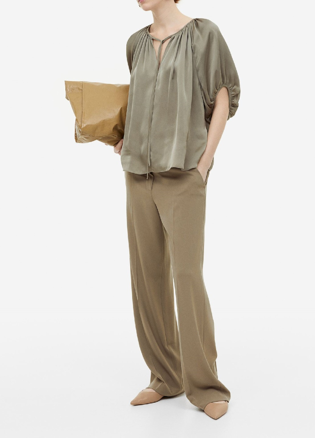 Оливковая (хаки) демисезонная блузка H&M