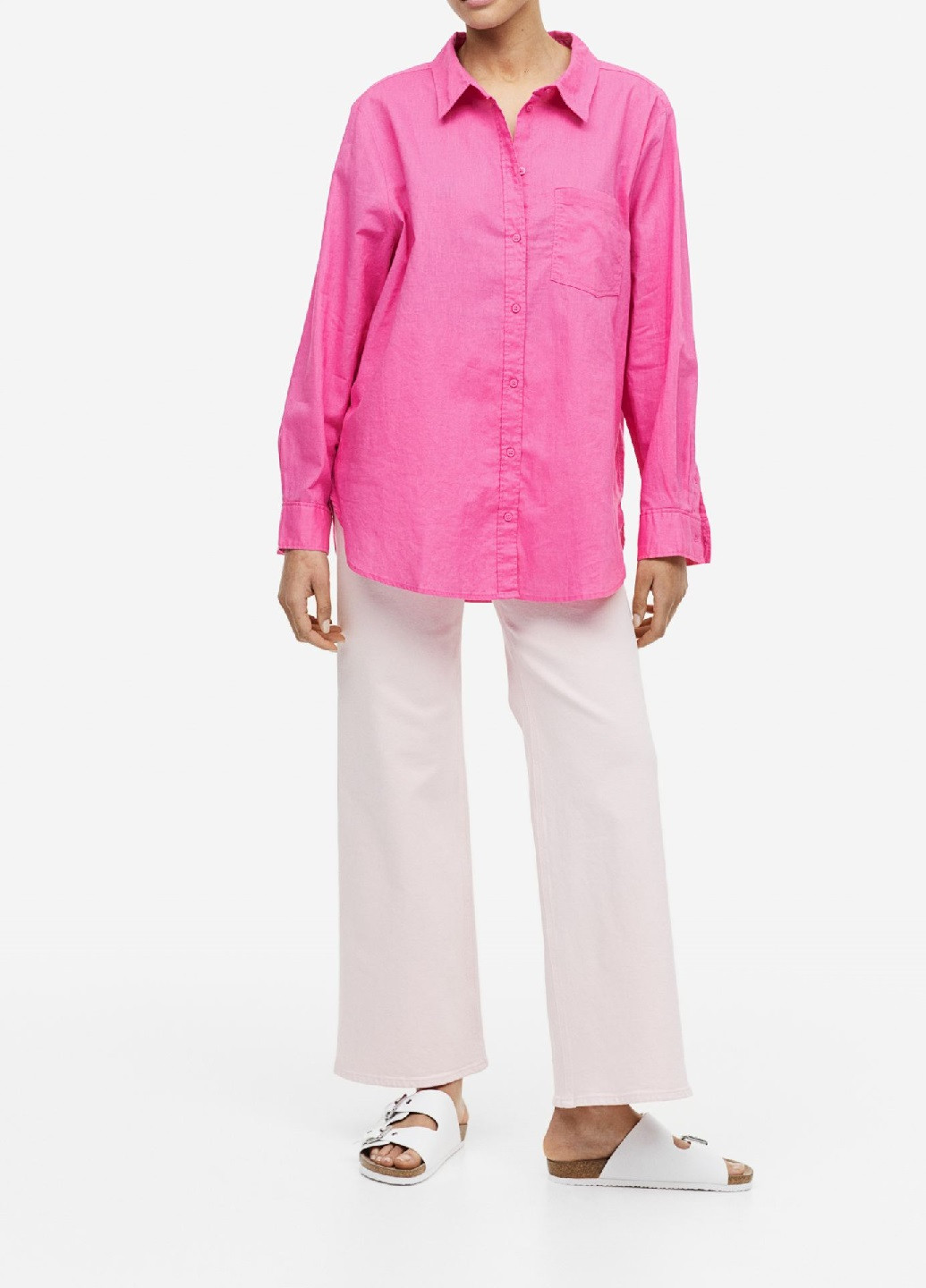 Розовая кэжуал рубашка в полоску H&M