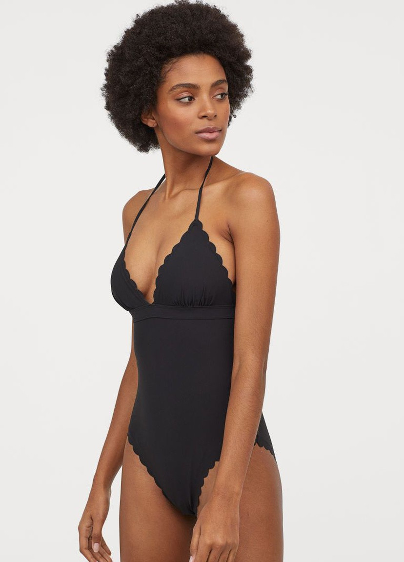 Чорний літній суцільний купальник суцільний H&M