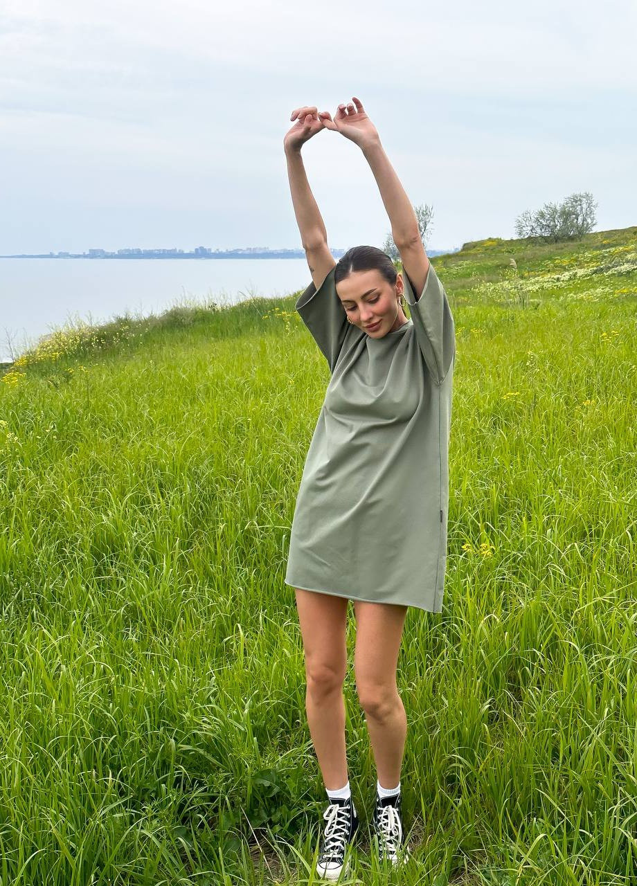Оливкова (хакі) спортивна спортивна сукня oversize ZF inspire