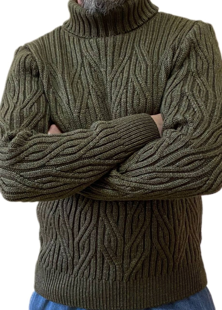 Оливковий (хакі) зимовий теплий светр Berta Lucci