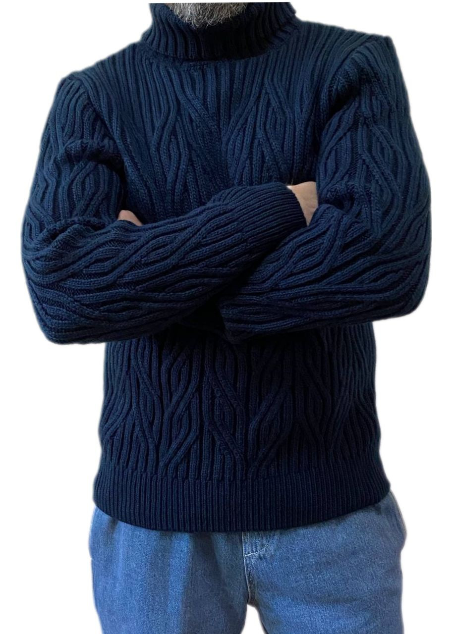 Темно-синий зимний теплый толстый свитер Berta Lucci