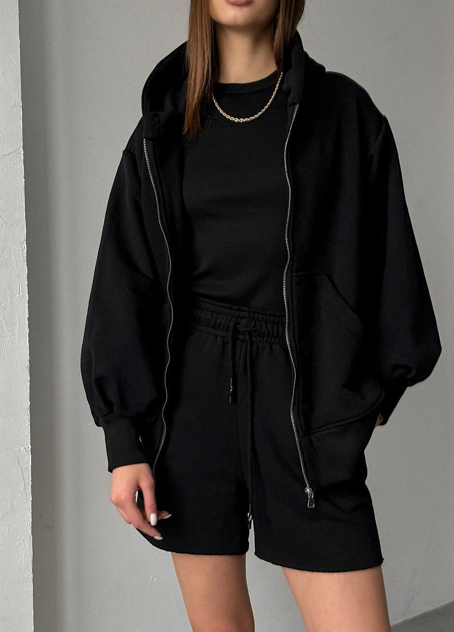 Спортивний костюм Трійка (кофта на змійці з капюшоном, прямі шорти та майка) ZF inspire (258962917)