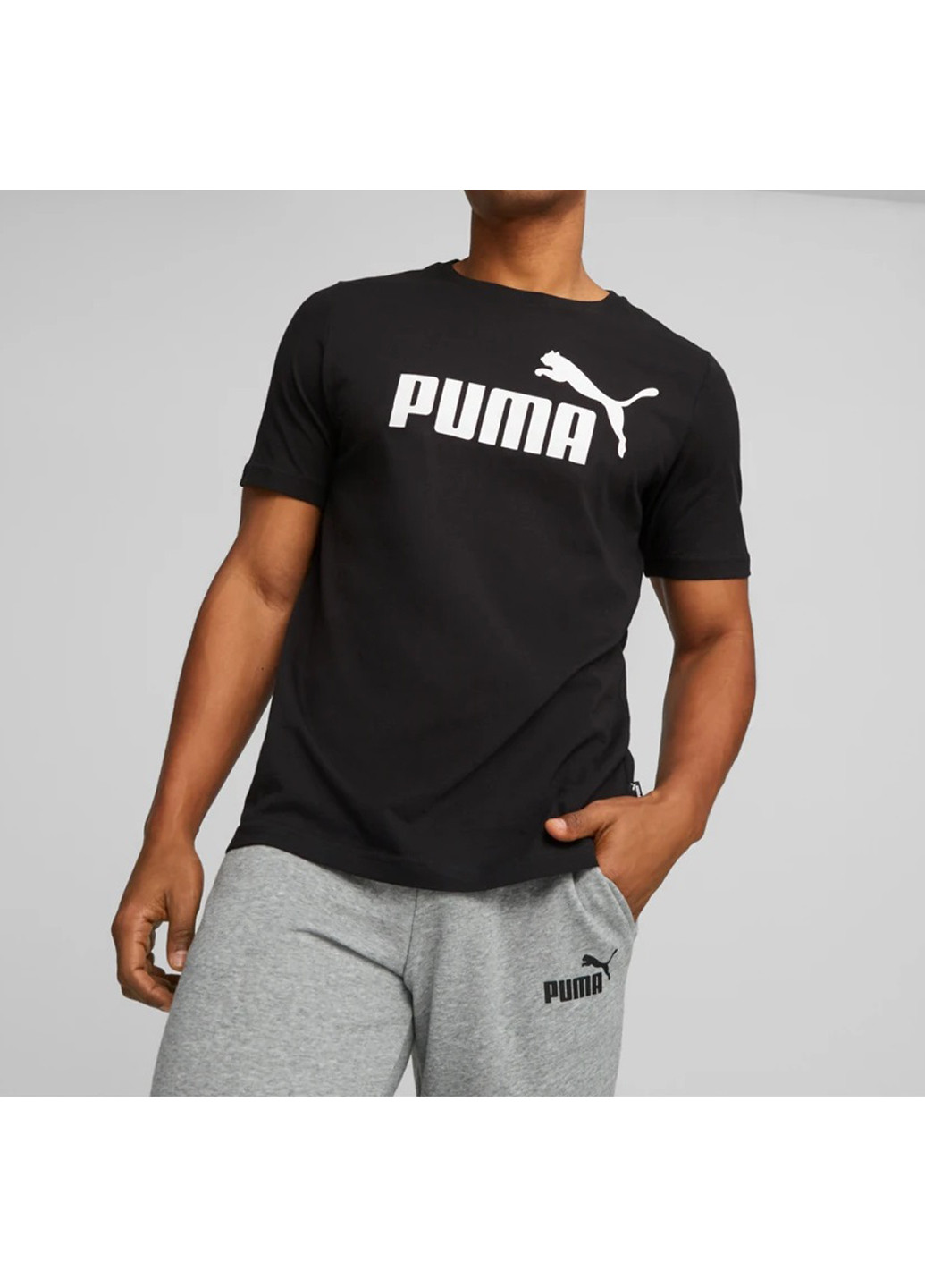 Чорна футболка чоловіча essentials logo men's tee Puma