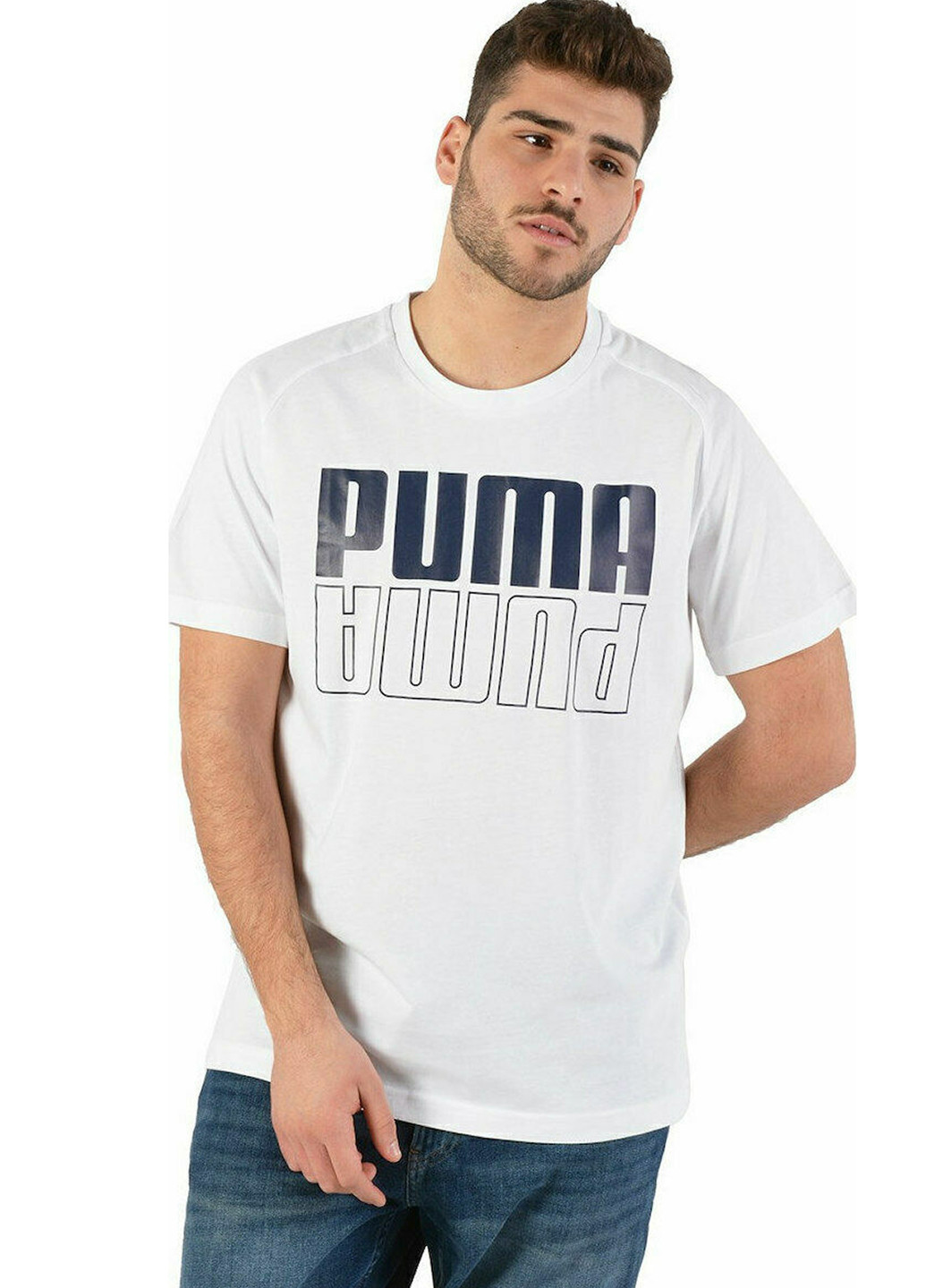 Біла футболка чоловіча essentials logo men's tee Puma